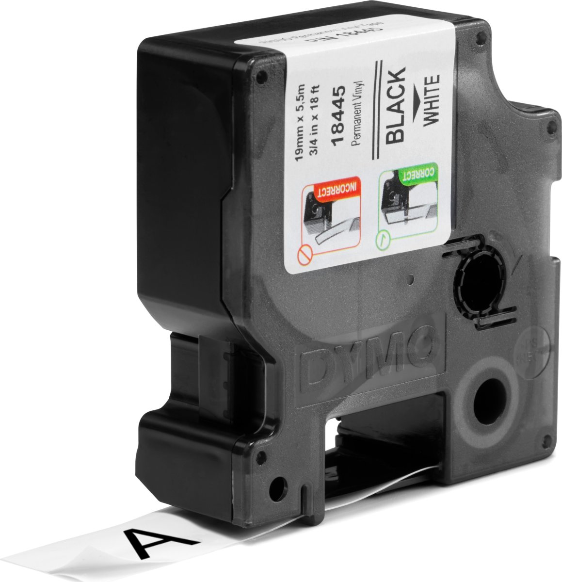 Dymo Rhino Vinyltape 19mm, svart på vit