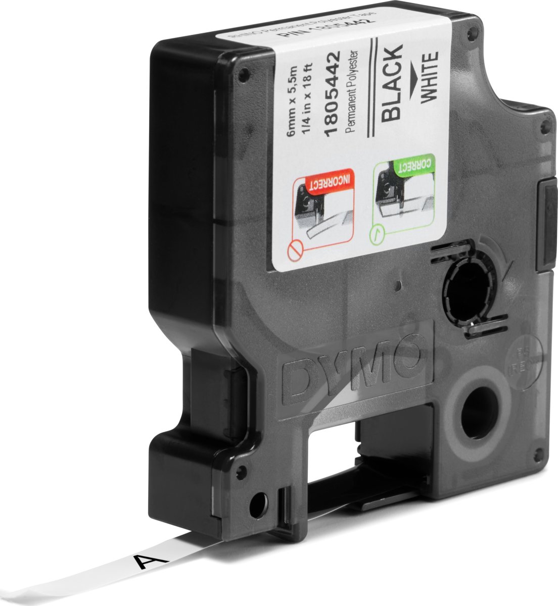 Dymo RHINO Permanent Polyester 6mm, svart på vitt