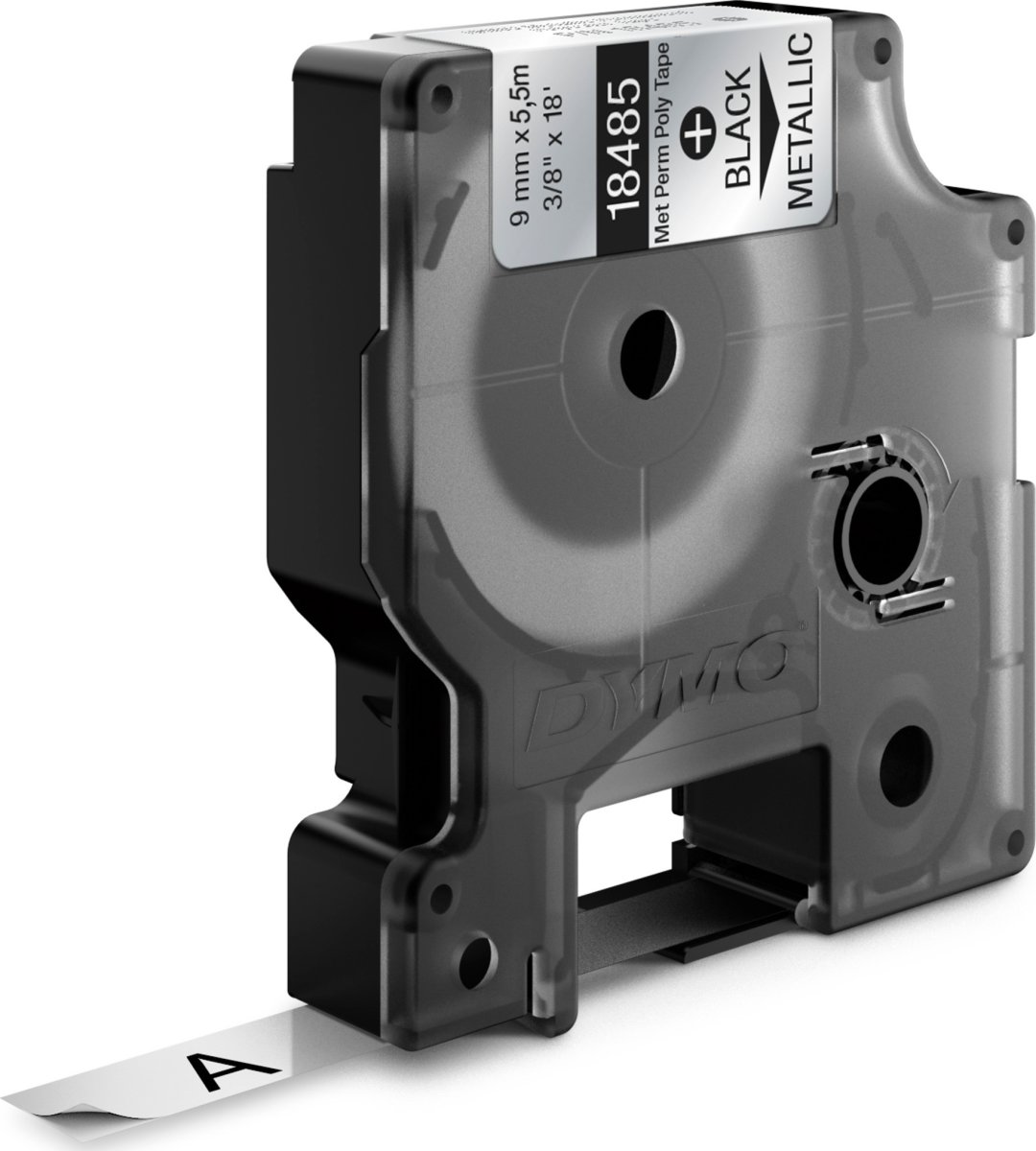 Dymo RHINO Permanent Polyester 9mm, svart /metall