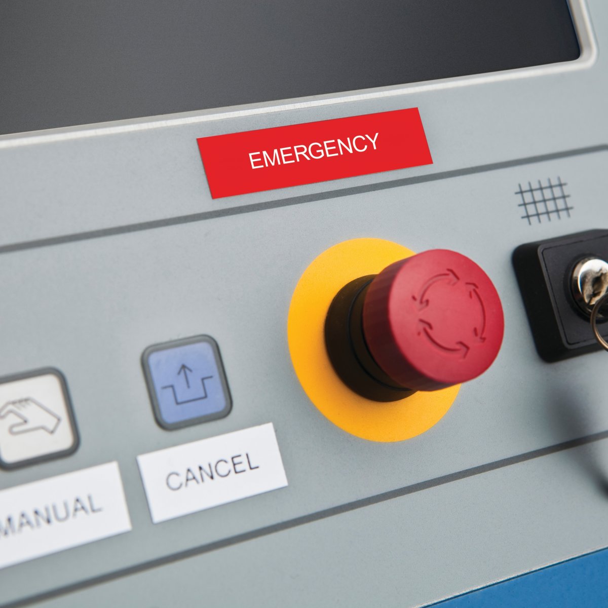 Dymo Rhino Vinyltape 12mm, vit på röd