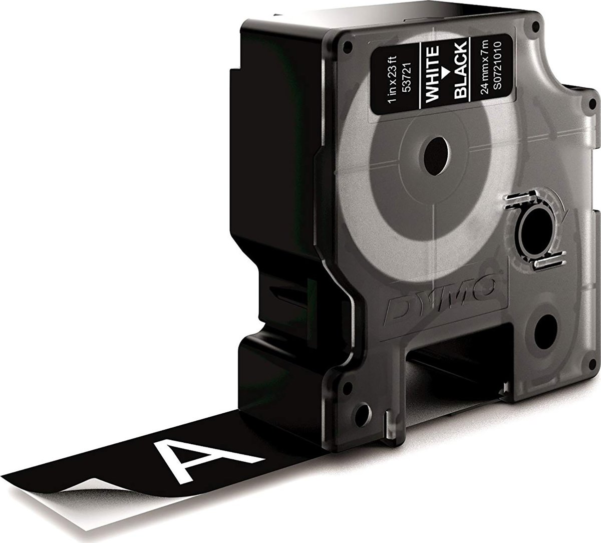 Dymo D1 märktejp 24 mm, vit på svart