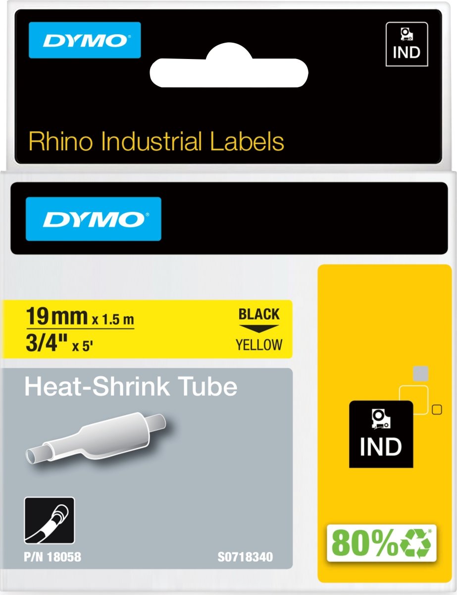 Dymo RhinoPro, 19 mm, krympslangstape, gul