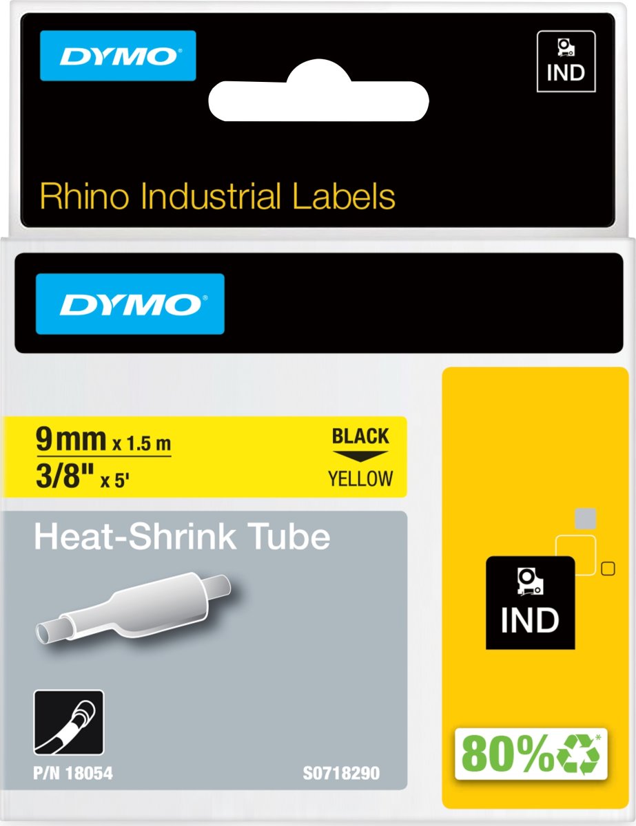 Dymo RhinoPro, 9 mm, krympslangstape, gul