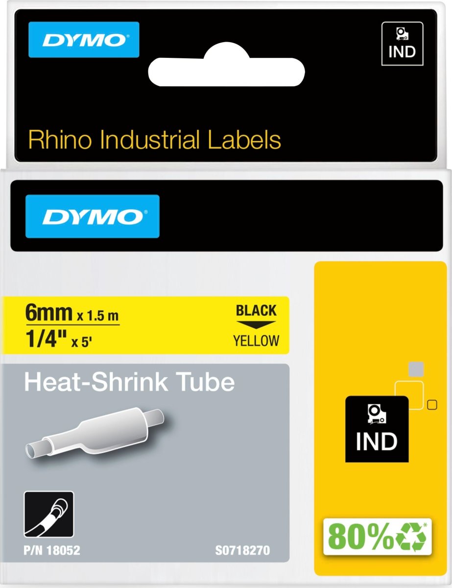 Dymo RhinoPro, 6 mm, krympslangstape, gul