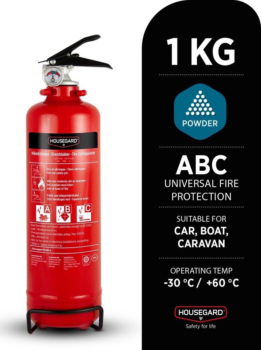 Housegard pulversläckare | 1 kg | Röd