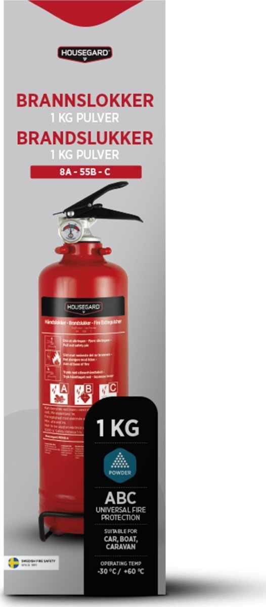 Housegard pulversläckare | 1 kg | Röd