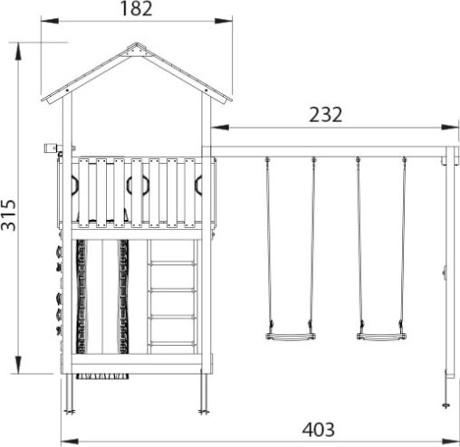 Jungle Gym Chalet 2.1 lektorn, gungor+rutschkana.