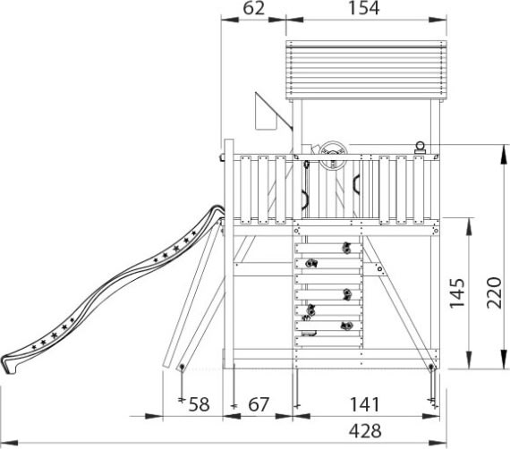 Jungle Gym Chalet 2.1 lektorn, gungor+rutschkana.