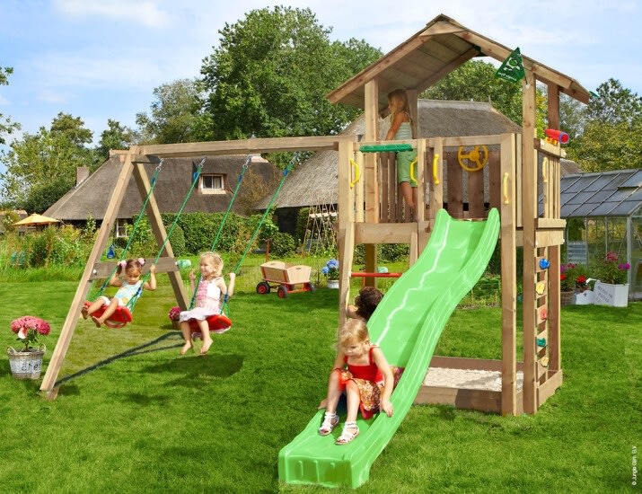 Jungle Gym Chalet 2.1 lektorn, gungor+rutschkana.