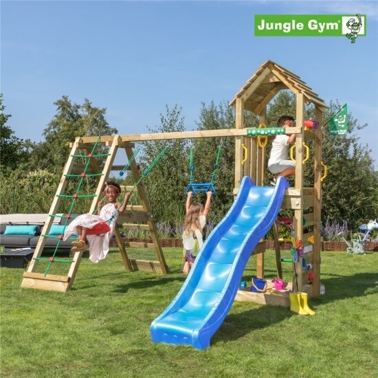 Jungle Gym Cocoon Lektorn, klättring+blå rutschk