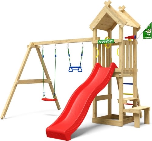 Jungle Gym Totem lektorn, gungor+röd rutschkana