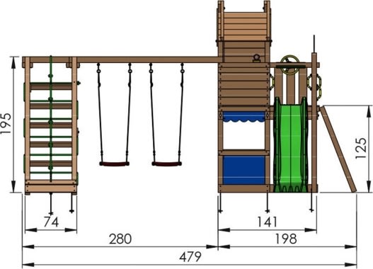 Jungle Gym Resort lektorn, klättring+blå rutsch