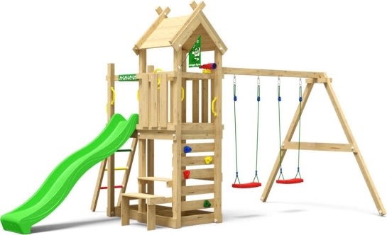 Jungle Gym Teepee lektorn, gungor+grön rutschkana