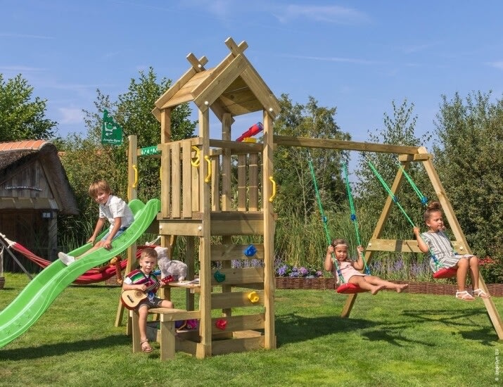 Jungle Gym Teepee lektorn, gungor+grön rutschkana