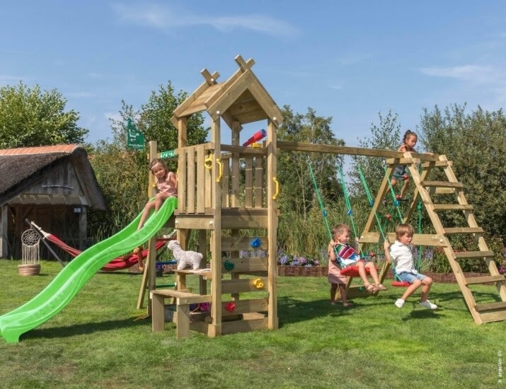 Jungle Gym Teepee lektorn, klättring + grön rutsch