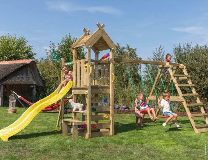 Jungle Gym Teepee lektorn, klättring + gul rutsch