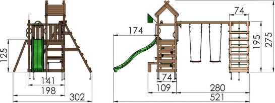 Jungle Gym Teepee lektorn, klättring + gul rutsch