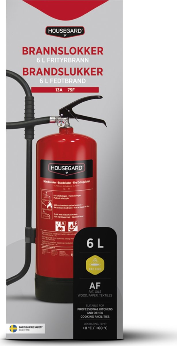 Housegard fettbrandsläckare, 6 L, Röd