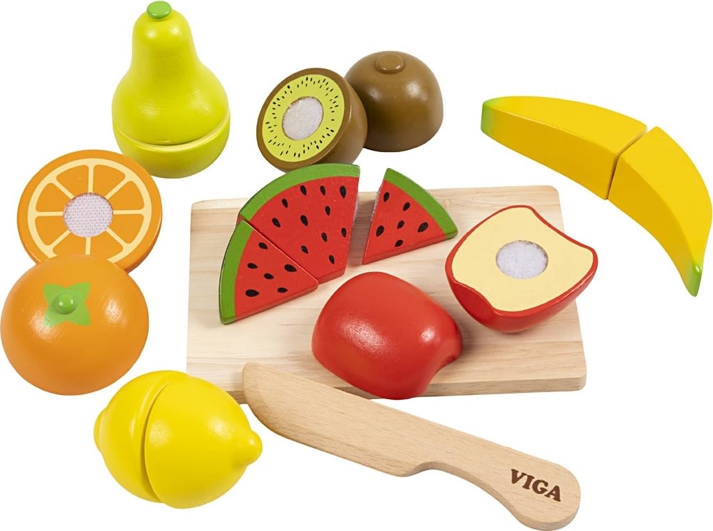 VIGA leksaksmat för uppskärning | Frukt | 18 delar