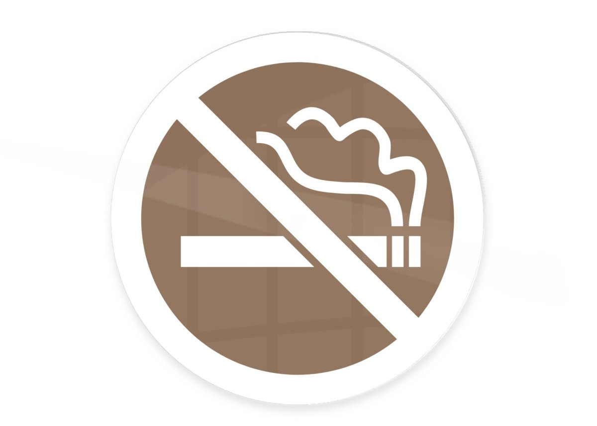 Skylt | Rökning förbjuden | Ø10 cm | Brun
