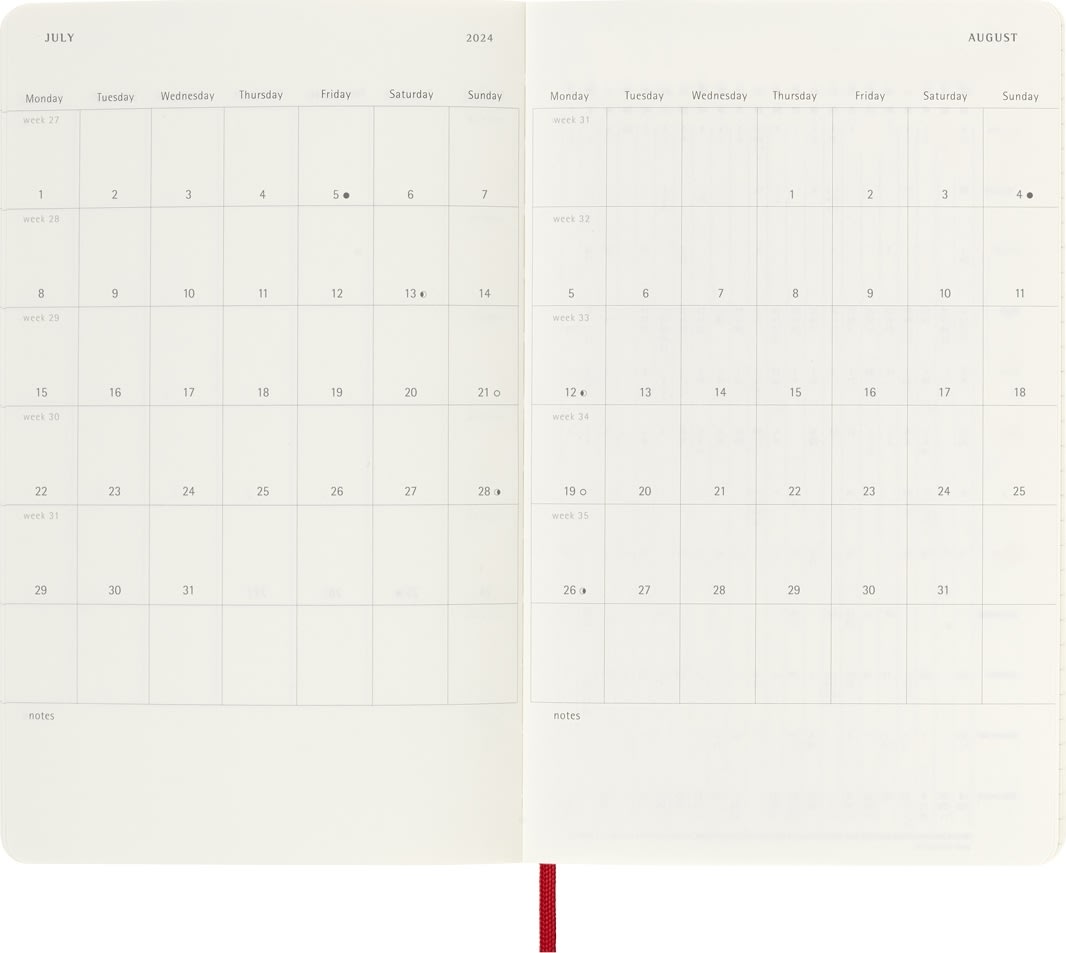 Moleskine 2024 kalender | S | L | Note | Röd