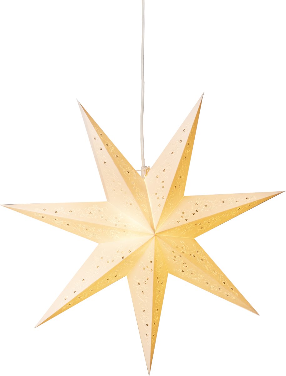 Pappersstjärna, Hängande, Mönster, Ø60 cm, vit
