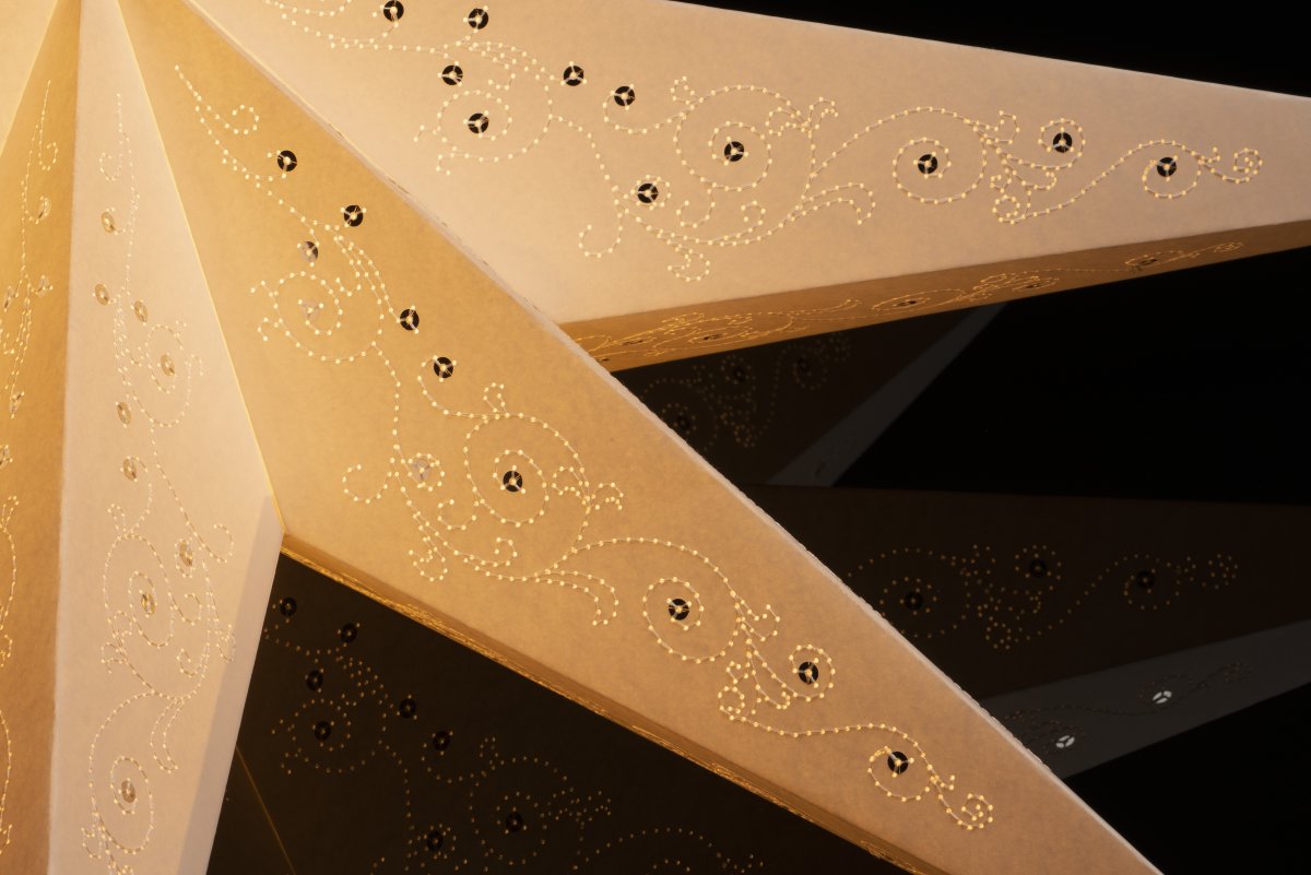 Pappersstjärna, Hängande, Mönster, Ø60 cm, vit