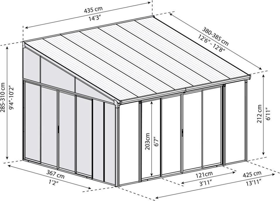 Palram Canopia SanRemo uthus | 4x4,25 m | Grå