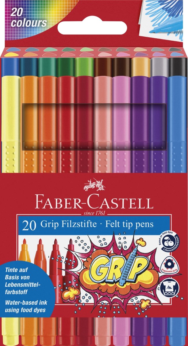 Faber-Castell Grip tuschpennor, 20 st.
