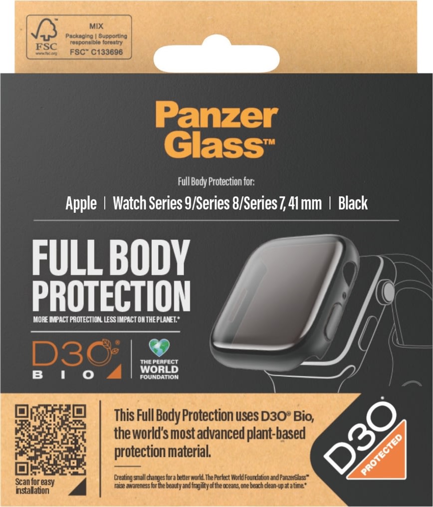 PanzerGlass Apple Watch 9 FullBody | 41 mm | Svart