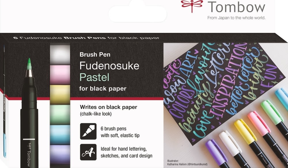 Tombow Fudenosuke pennor | Mjuk pastell | 6 st.