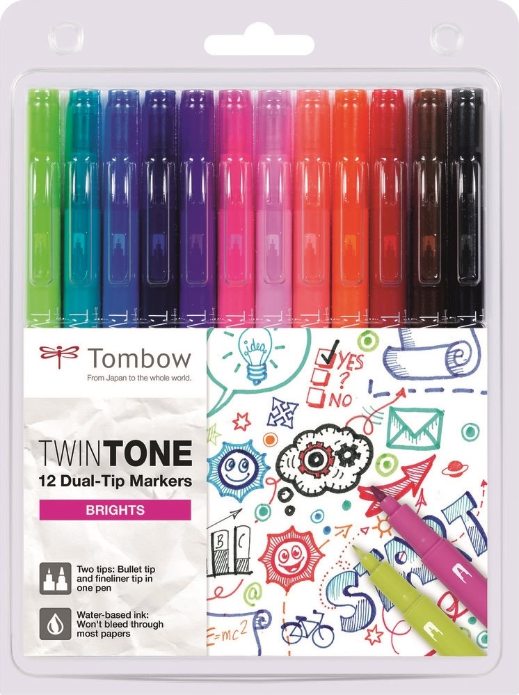 Tombow TwinTone märkpenna | Bright | 12 st.
