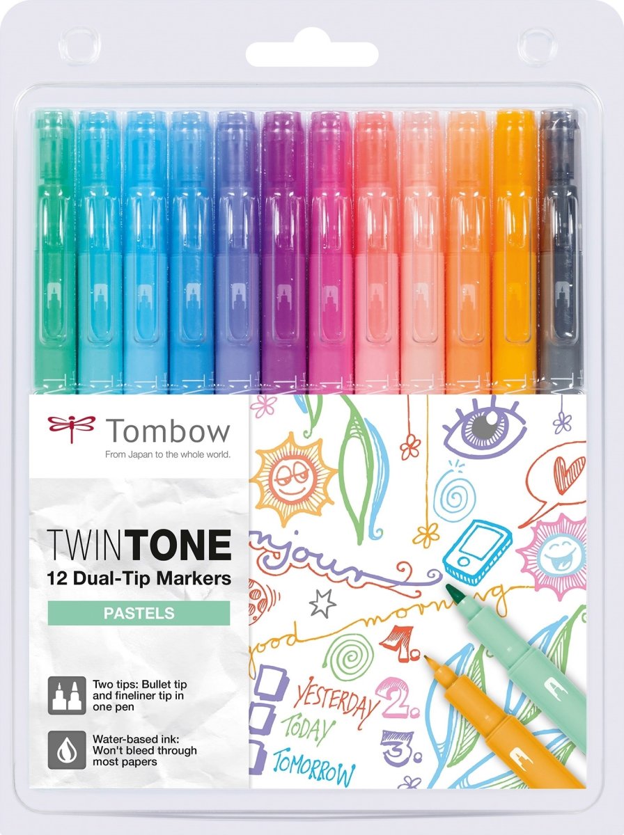 Tombow TwinTone märkpennor | Pastell | 12 st.