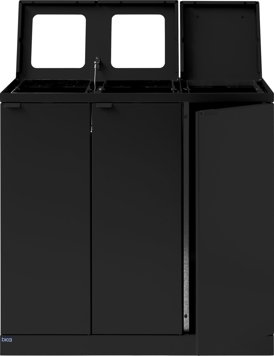 Bica 873 avfallsstation 3x65 l, Lyftlock, Svart