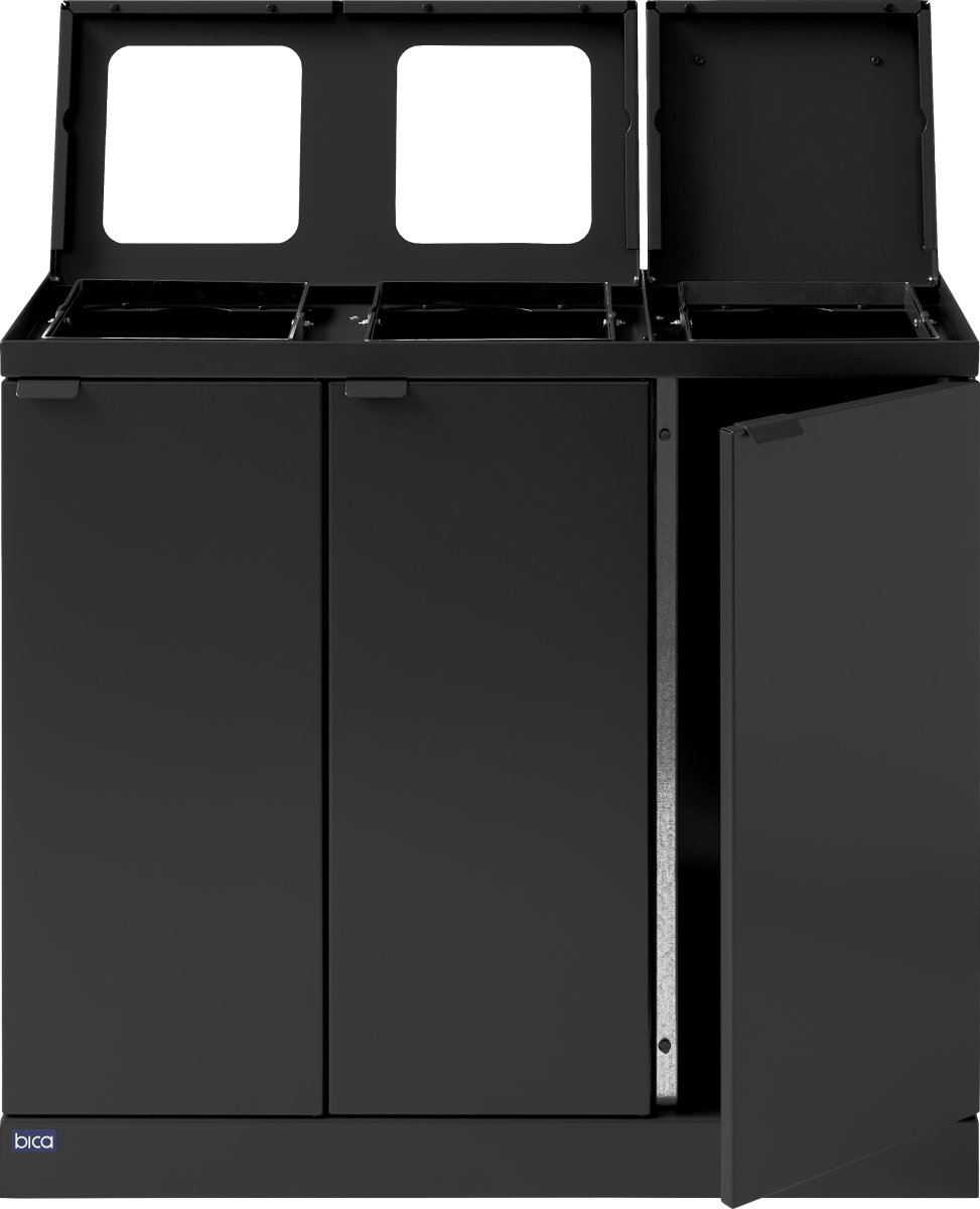 Bica 887 avfallsstation 3x45 l, Lyftlock, Antracit