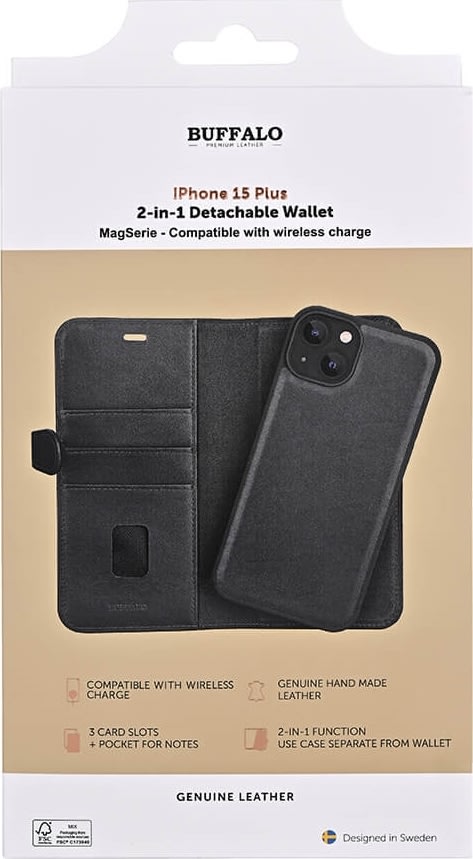 Buffalo 2-i-1-korthållare för iPhone 15 Plus