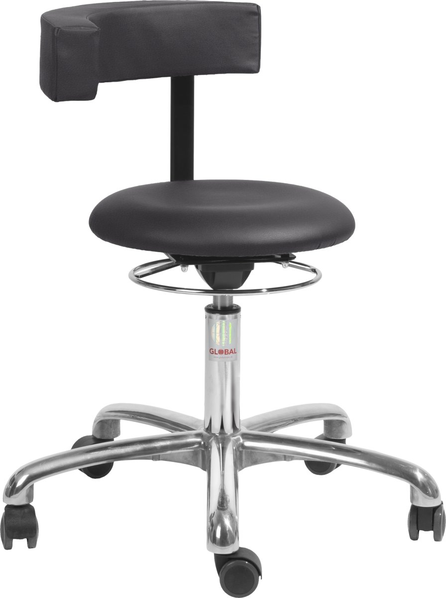 Saturn Chair, svart, PU-konstläder, 45-58 cm, alu.