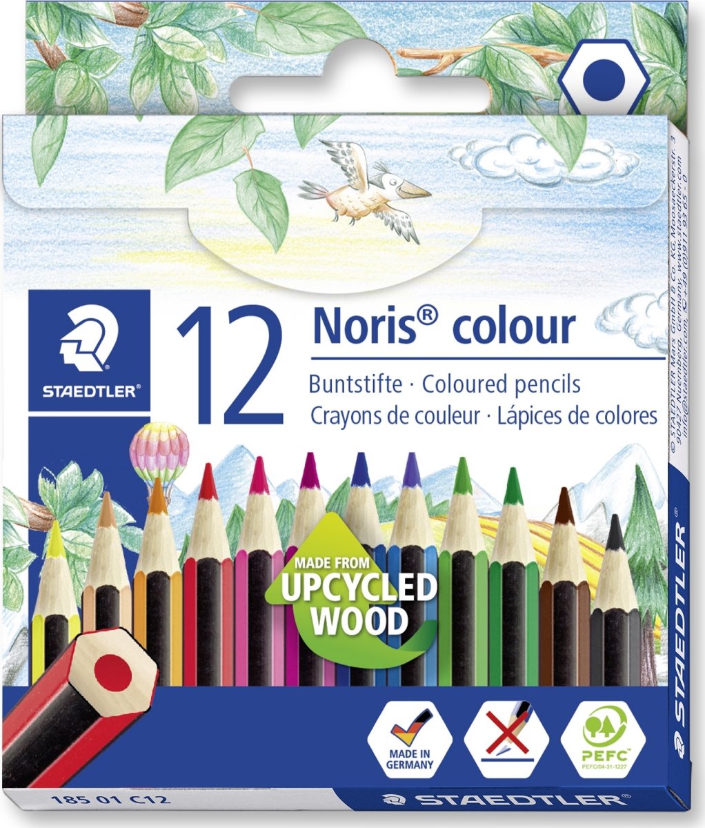 Staedtler Noris 185 färgpennor | Korta | 12 färger