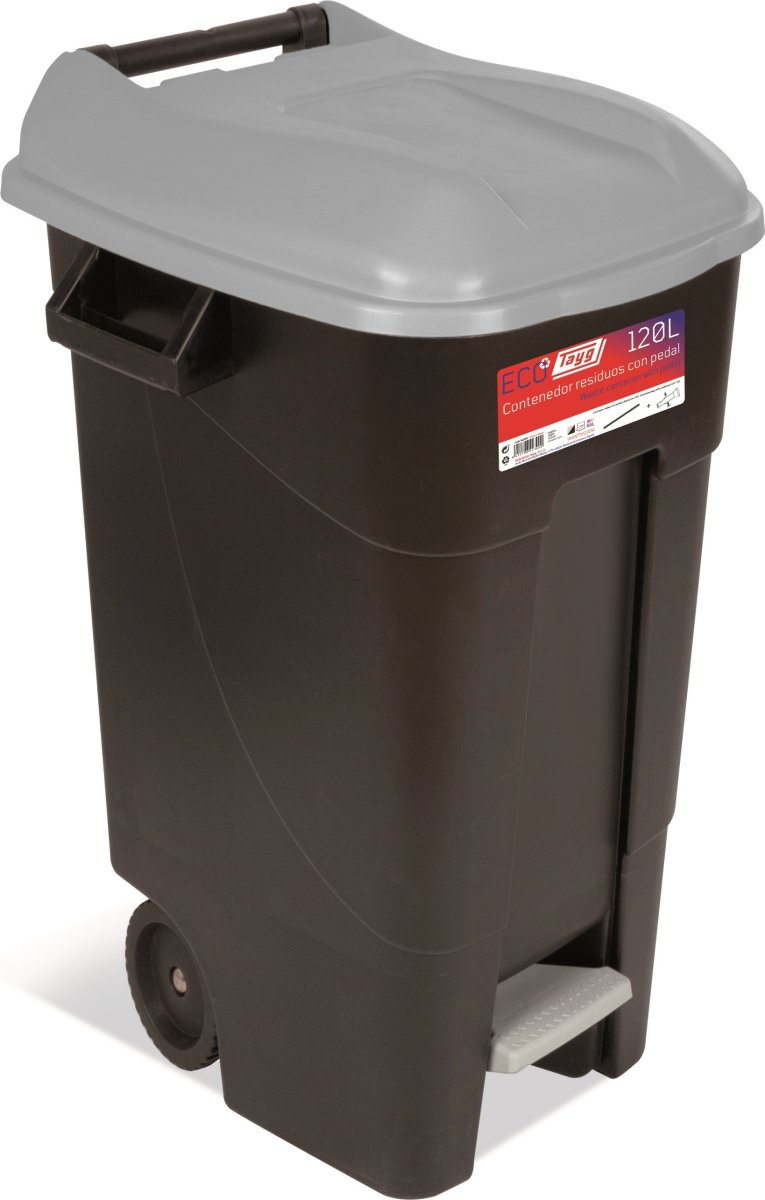 TAYG avfallsbehållare | 120 liter | Svart/grå