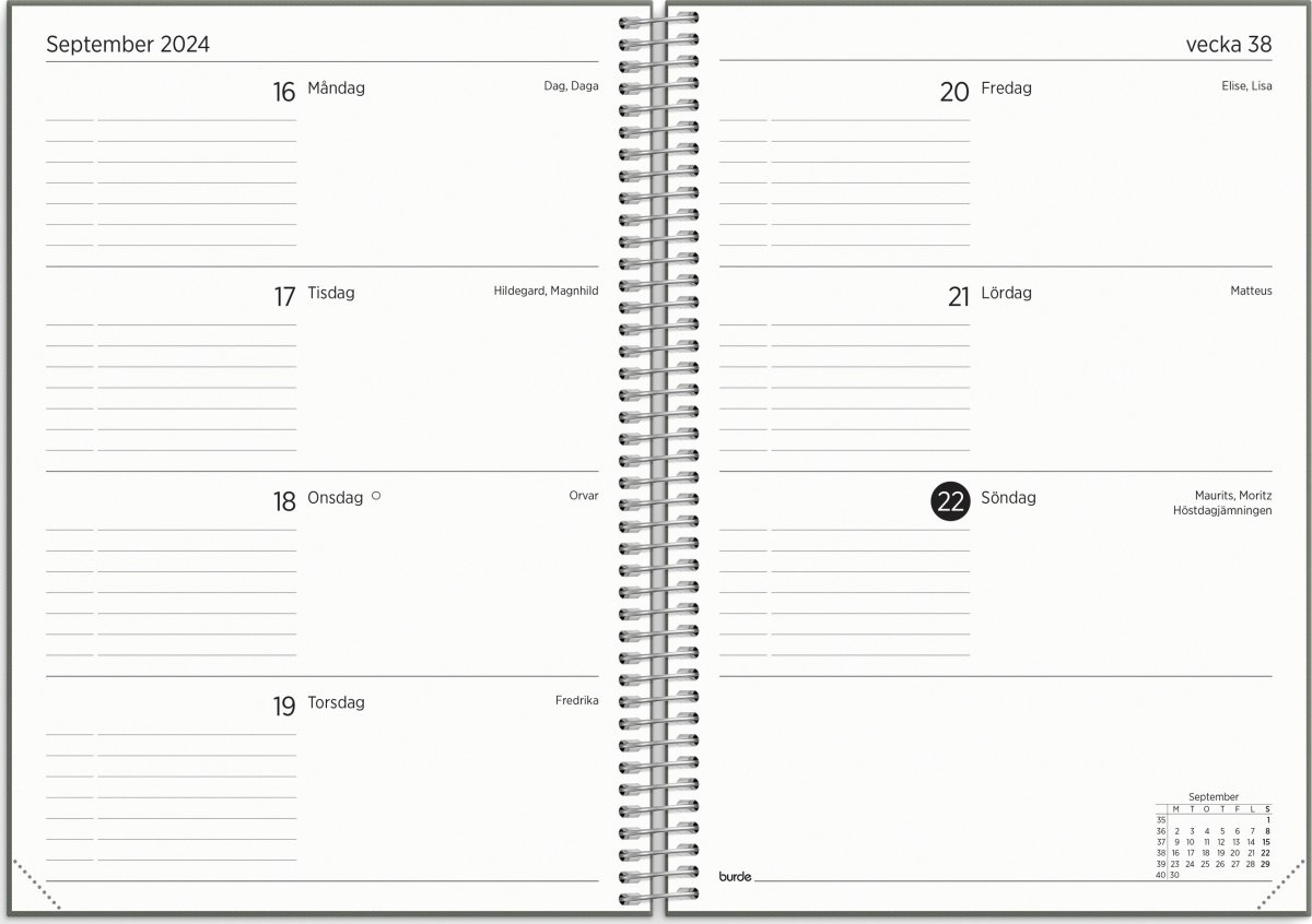 Burde 2024 Kalender Organizer & Notes