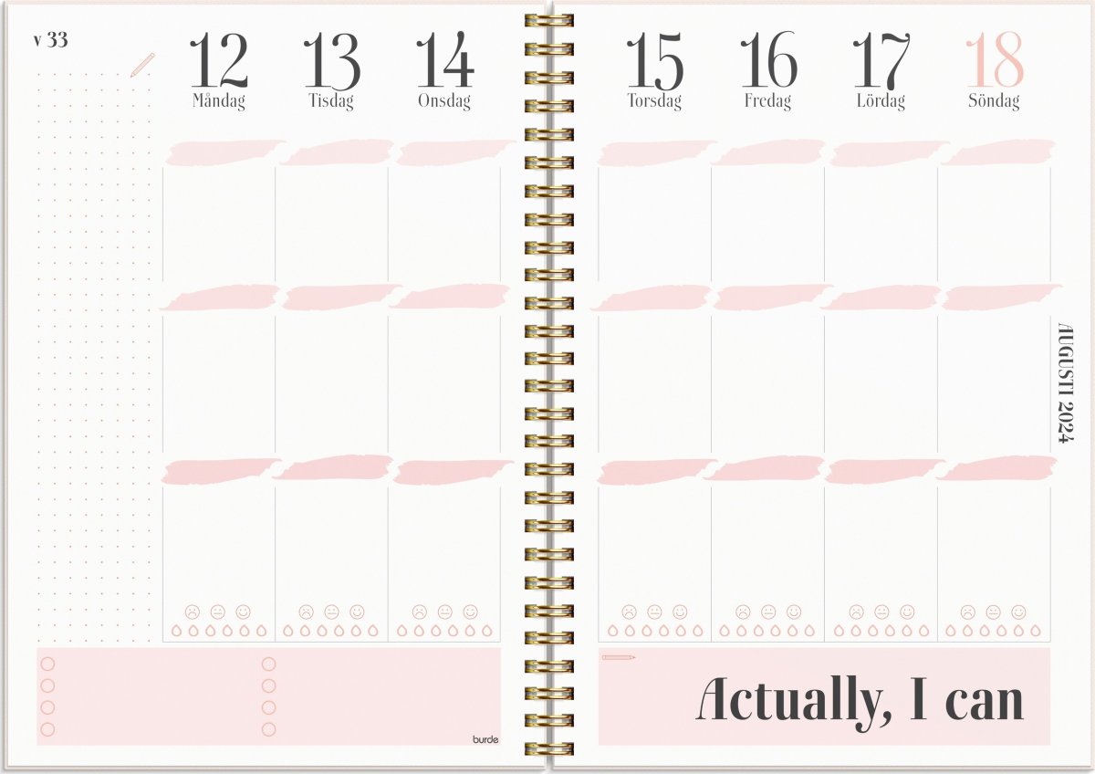 Burde 2024 Kalender Life Planner, pink, k.läder