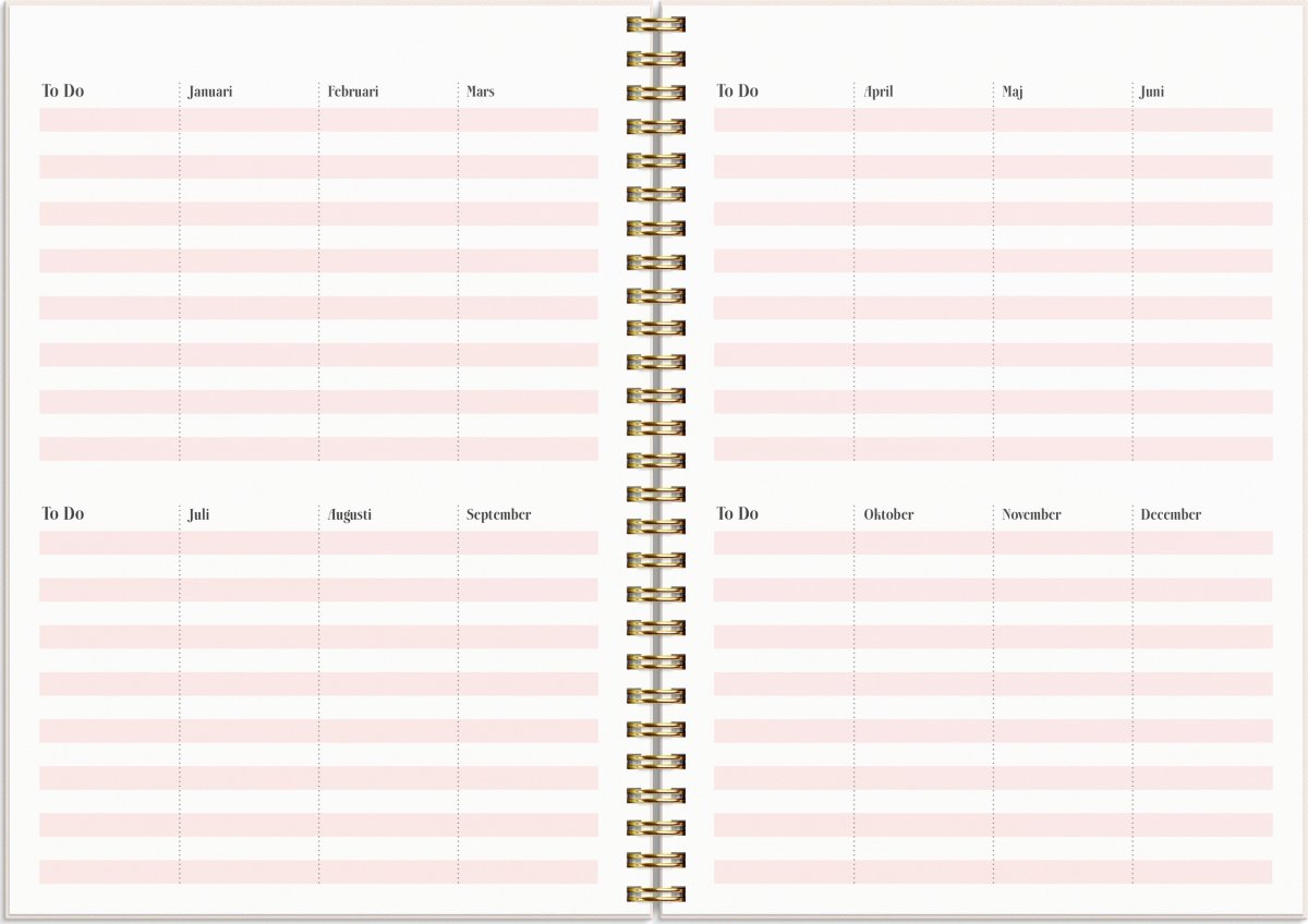 Burde 2024 Kalender Life Planner, pink, k.läder