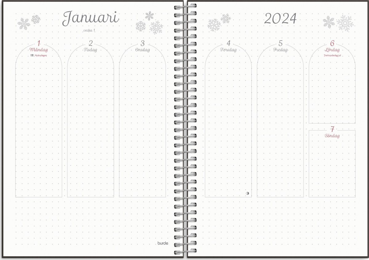 Burde 2024 Kalender Plan and BuJo, vecko, A5