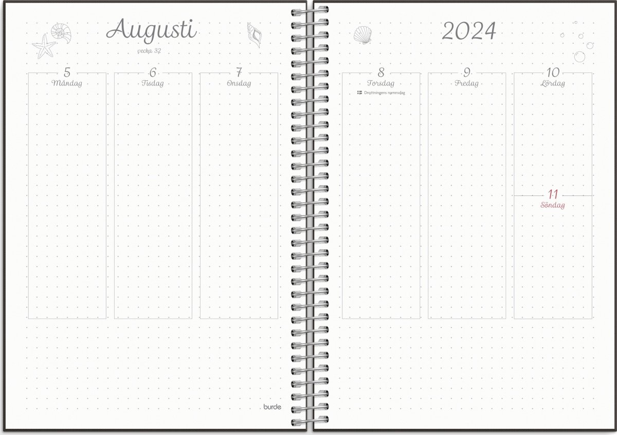 Burde 2024 Kalender Plan and BuJo, vecko, A5