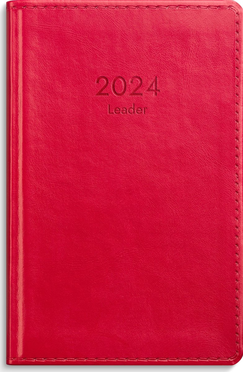 Burde 2024 Kalender Leader, röd konstläder