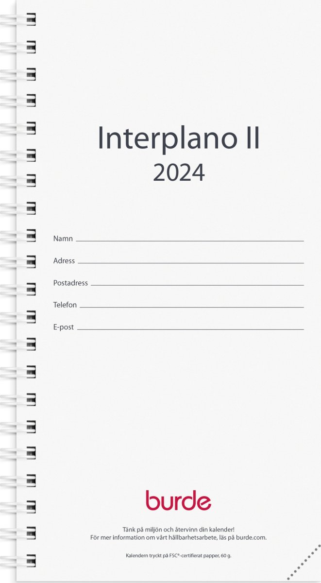 Burde 2024 Kalender Interplano 2, refill