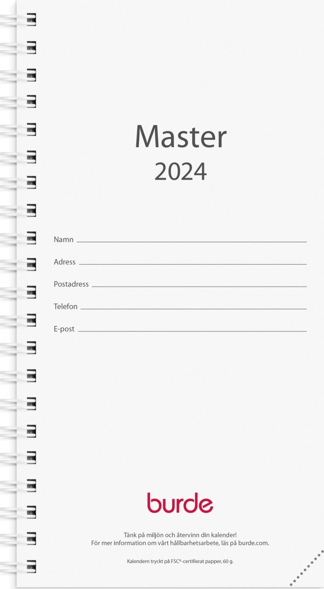 Burde 2024 Kalenderssats Master, Planner 