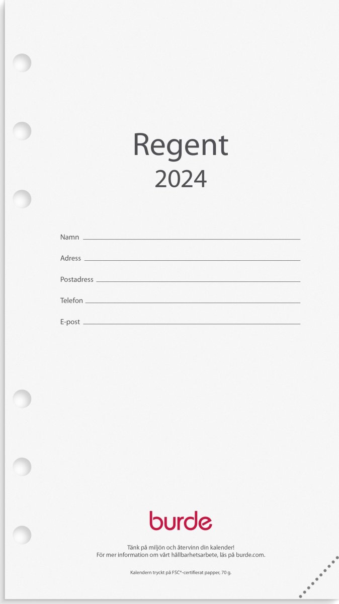 Burde 2024 Kalendersats Regent