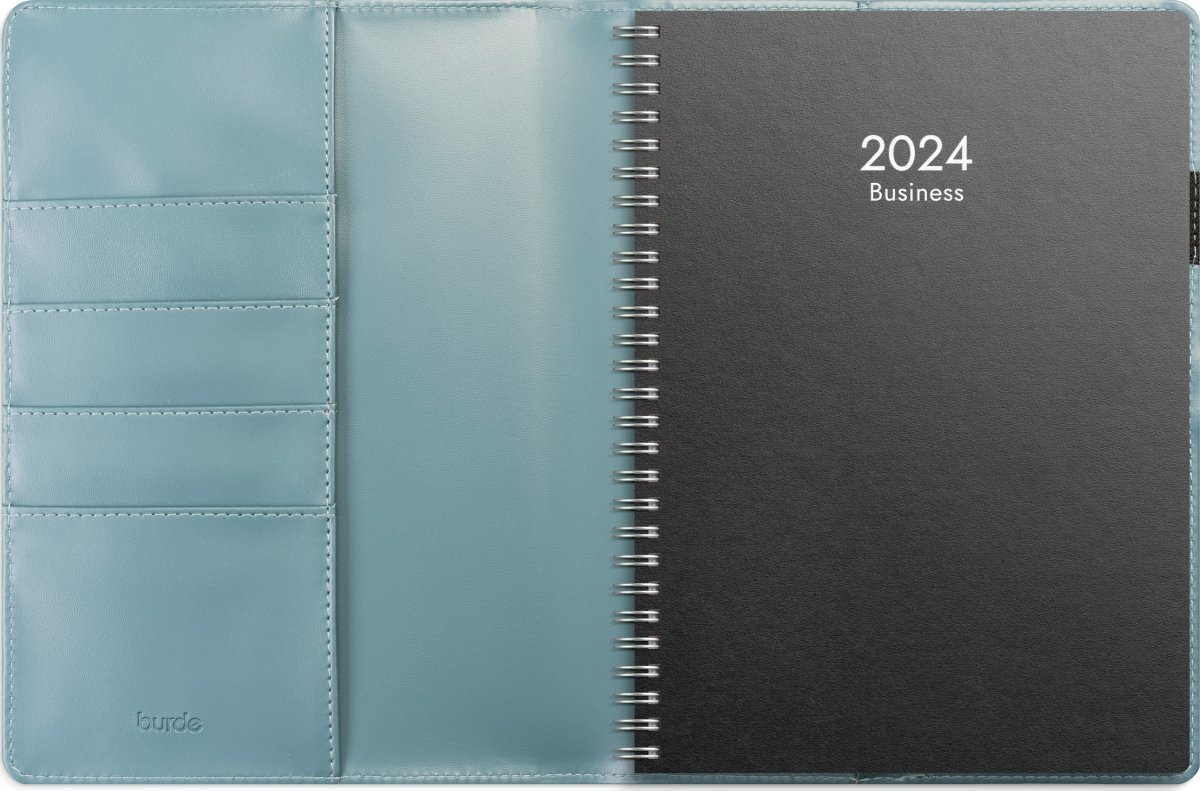 Burde 2024 Kalender Business Lazio, blå konstläder