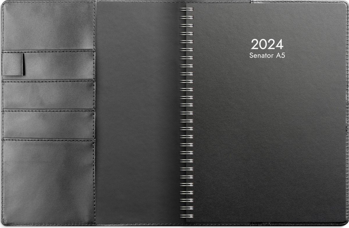Burde 2024 Kalender Senator, svart konstläder